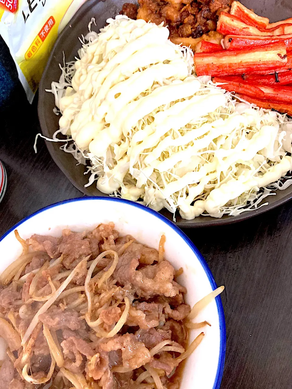 イカゲソとカニカマ揚げ焼き、焼肉|まみみさん