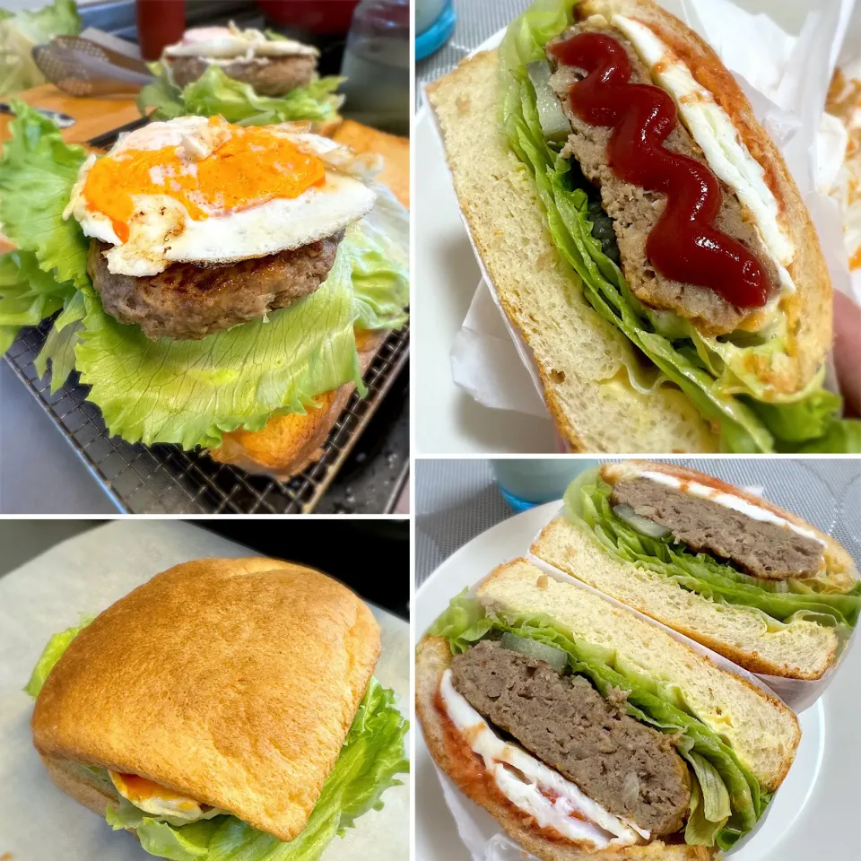 食パン月見バーガー🍔|morimi32さん