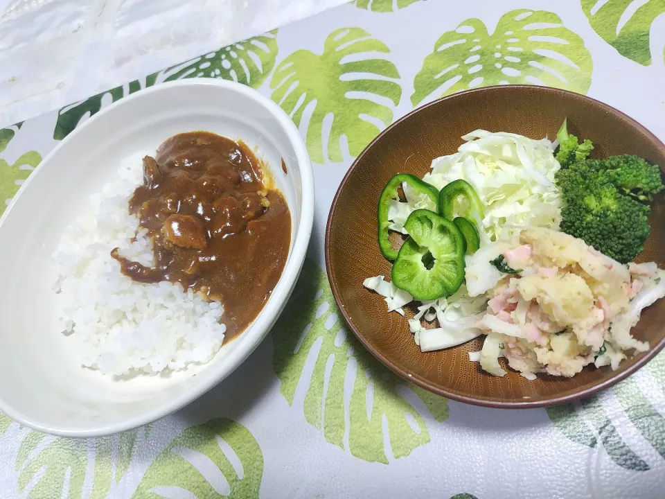 カレーｗマヨネーズなかったのでゴマダレのアルモンデサラダです🍀|rikako♪。.:＊さん