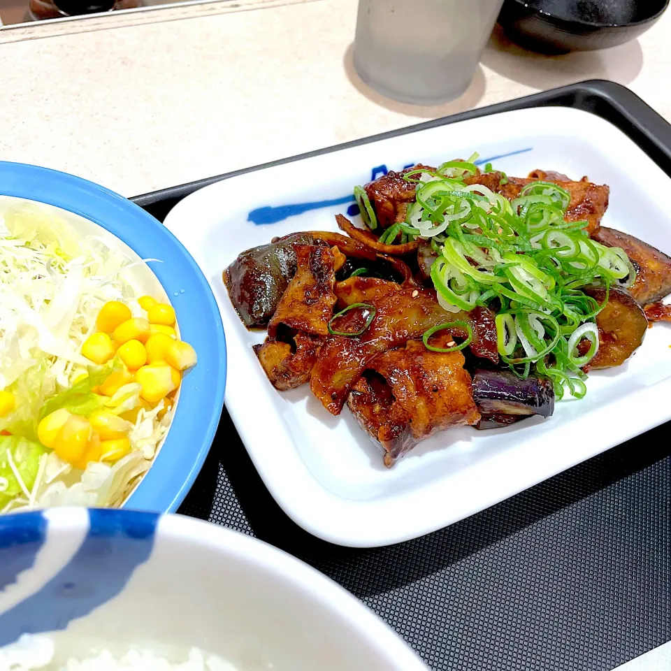 松屋　ナス炒め定食|ちーちゃんさん