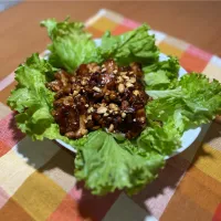 Snapdishの料理写真:ドライ納豆を使った鶏肉の甜麺醤炒め|takeさん