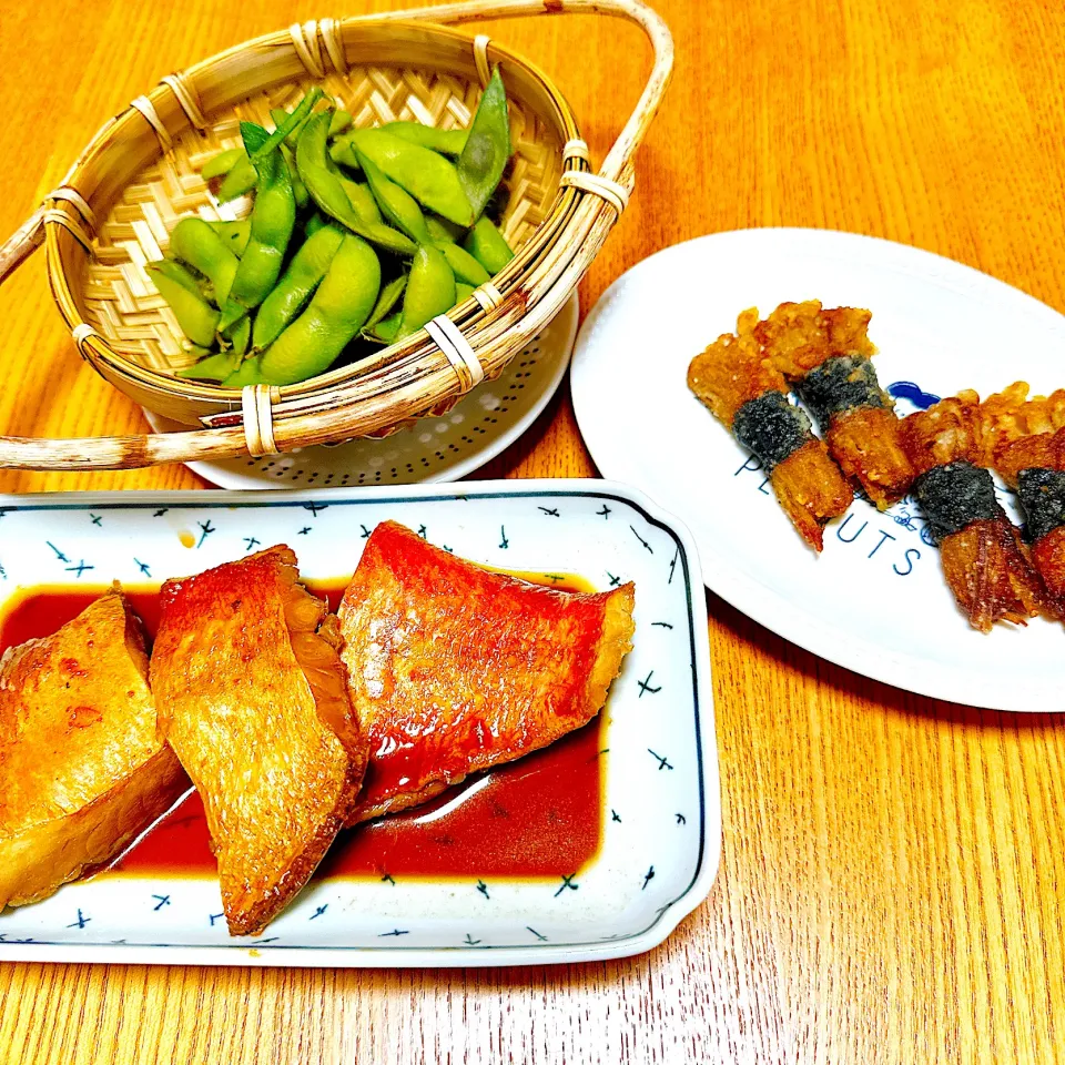 金目鯛の煮付け
えのきの揚げ焼き
枝豆|naoさん