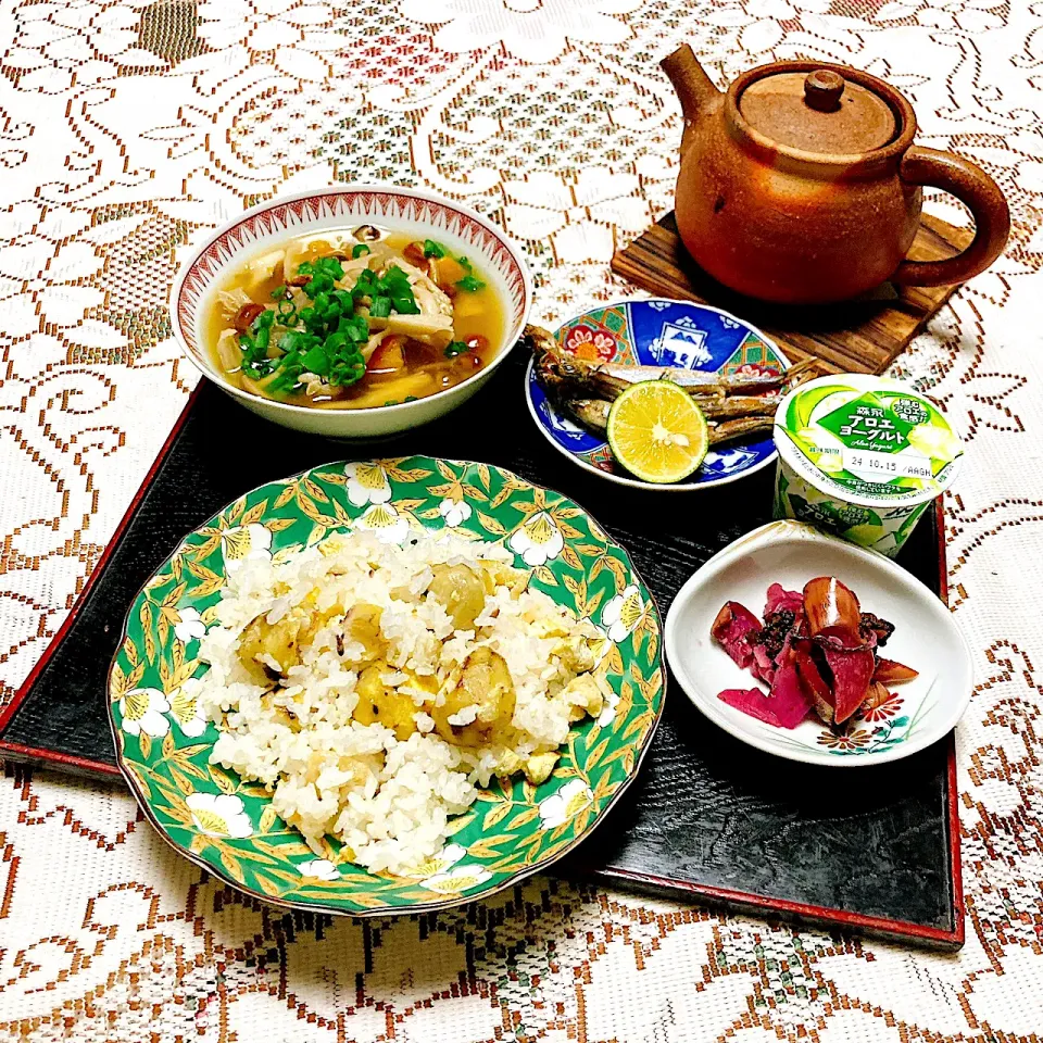 grandmaの晩ごはん☆ 今夜は栗ご飯と又､水団汁、ししゃもを焼いて頂きます|kaoriさん