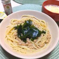 Snapdishの料理写真:納豆パスタ|よこさん