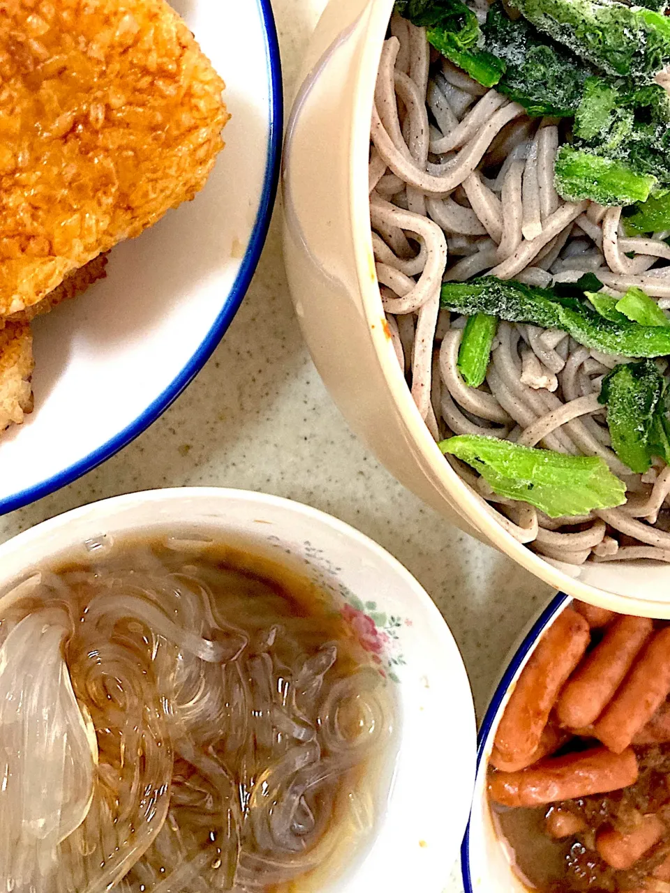 冷や蕎麦、味噌炒め、焼きおにぎり、ところてん|まみみさん