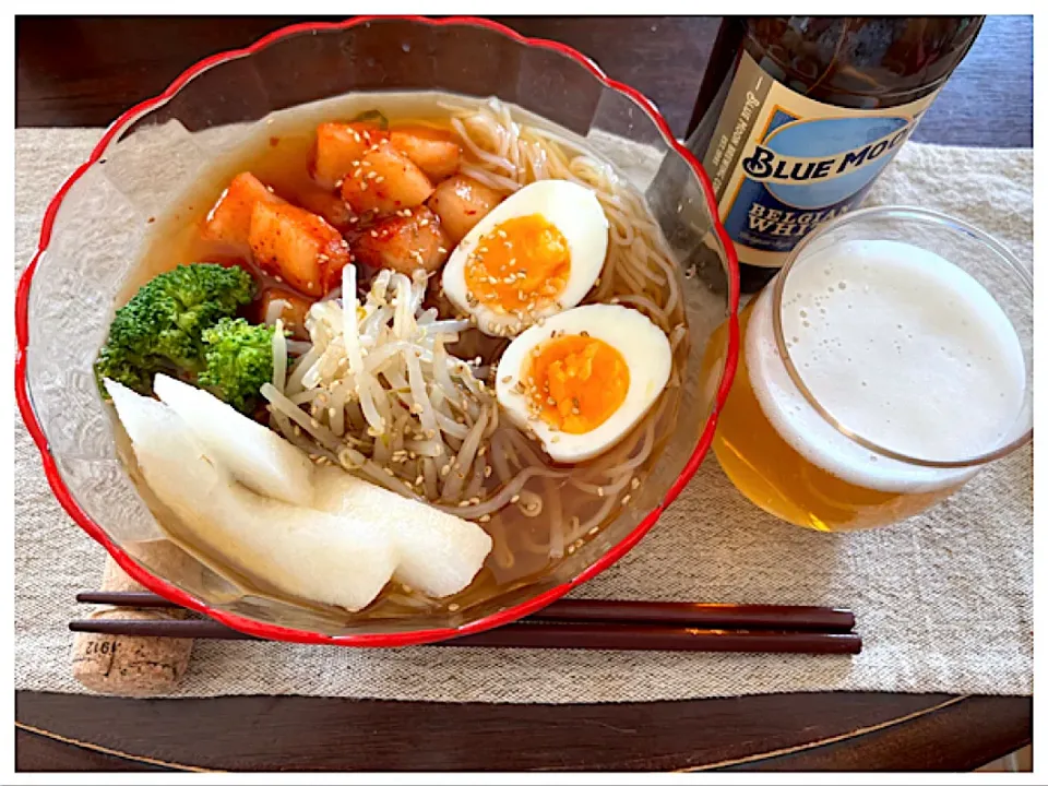 暑さ戻ってまた韓国冷麺風🇰🇷食べて乾杯🍻|ワイントンさん