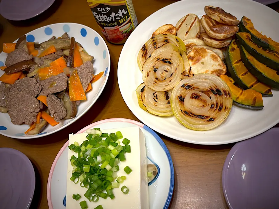 ランプ肉の野菜炒めとグリル野菜と冷奴|masaさん