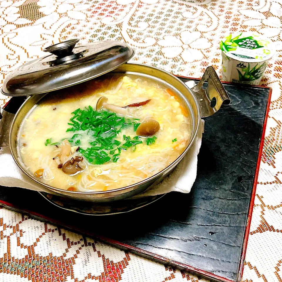 grandmaの晩ごはん☆ 今夜はあんかけ素麺の玉子とじで頂きます|kaoriさん