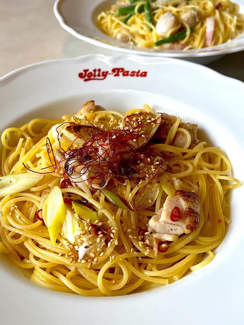 グリルチキンと長ネギのペペロンチーノ🍝|ナナさん