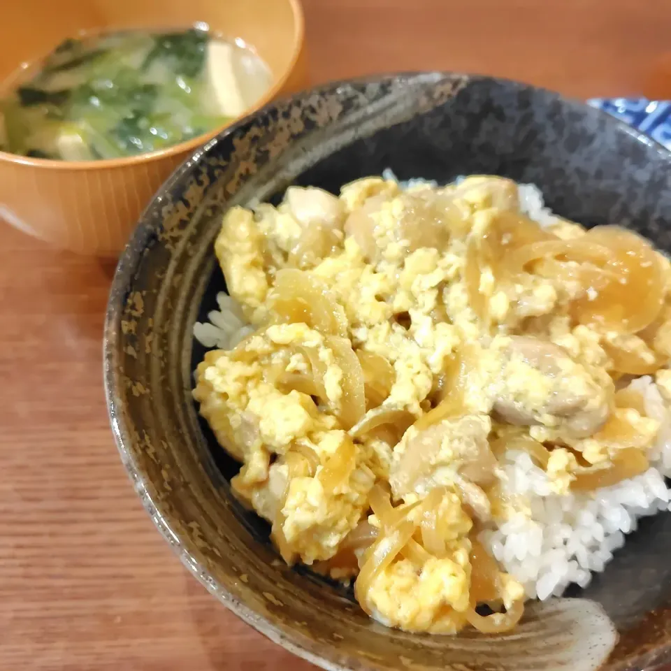 親子丼　ほうれん草味噌汁|🍏りんご🍎さん