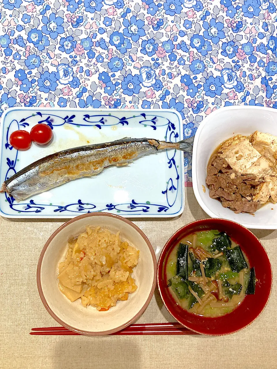 さんまと牛肉豆腐と炊き込みご飯|おしゃべり献立さん