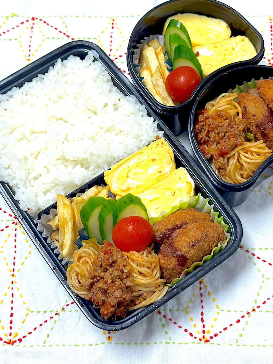 Snapdishの料理写真:ミートスパゲティー弁当|アッキーさん