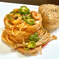 Snapdishの料理写真:なめ茸ポリタンと焼きおにぎりランチ|ichiさん