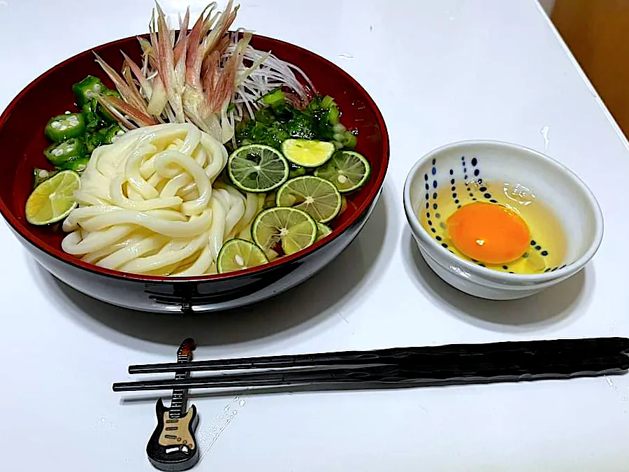 薬味たっぷりひやかけ酢橘うどん|マニラ男さん