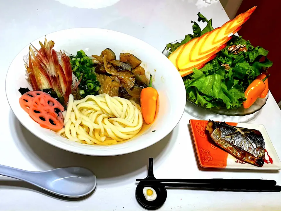 茄子味噌ぶっかけうどん|マニラ男さん