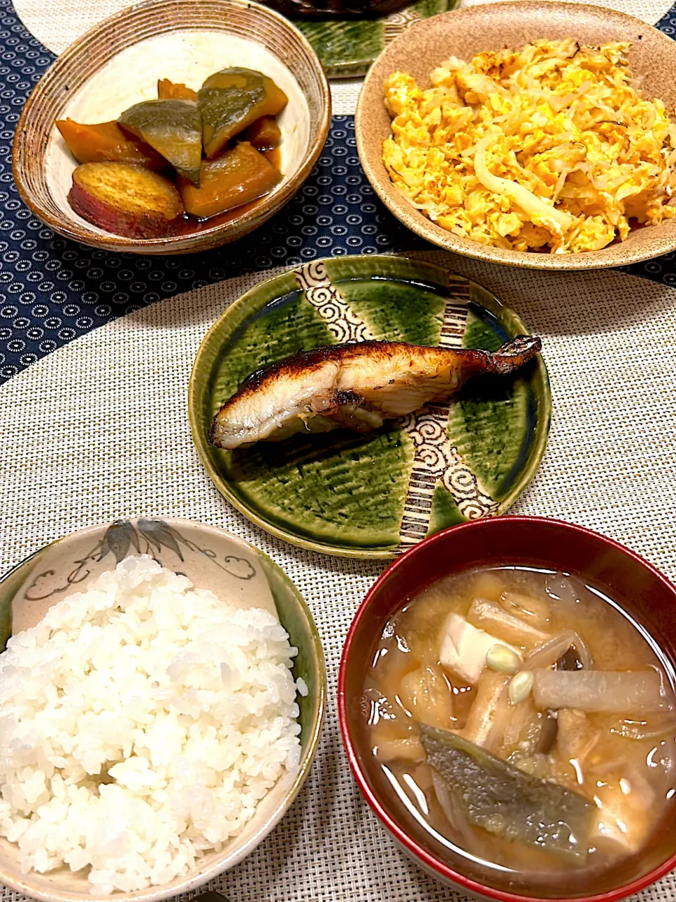 和定食　サワラの塩麹焼き、キャベツ卵、カボチャ煮|amiさん