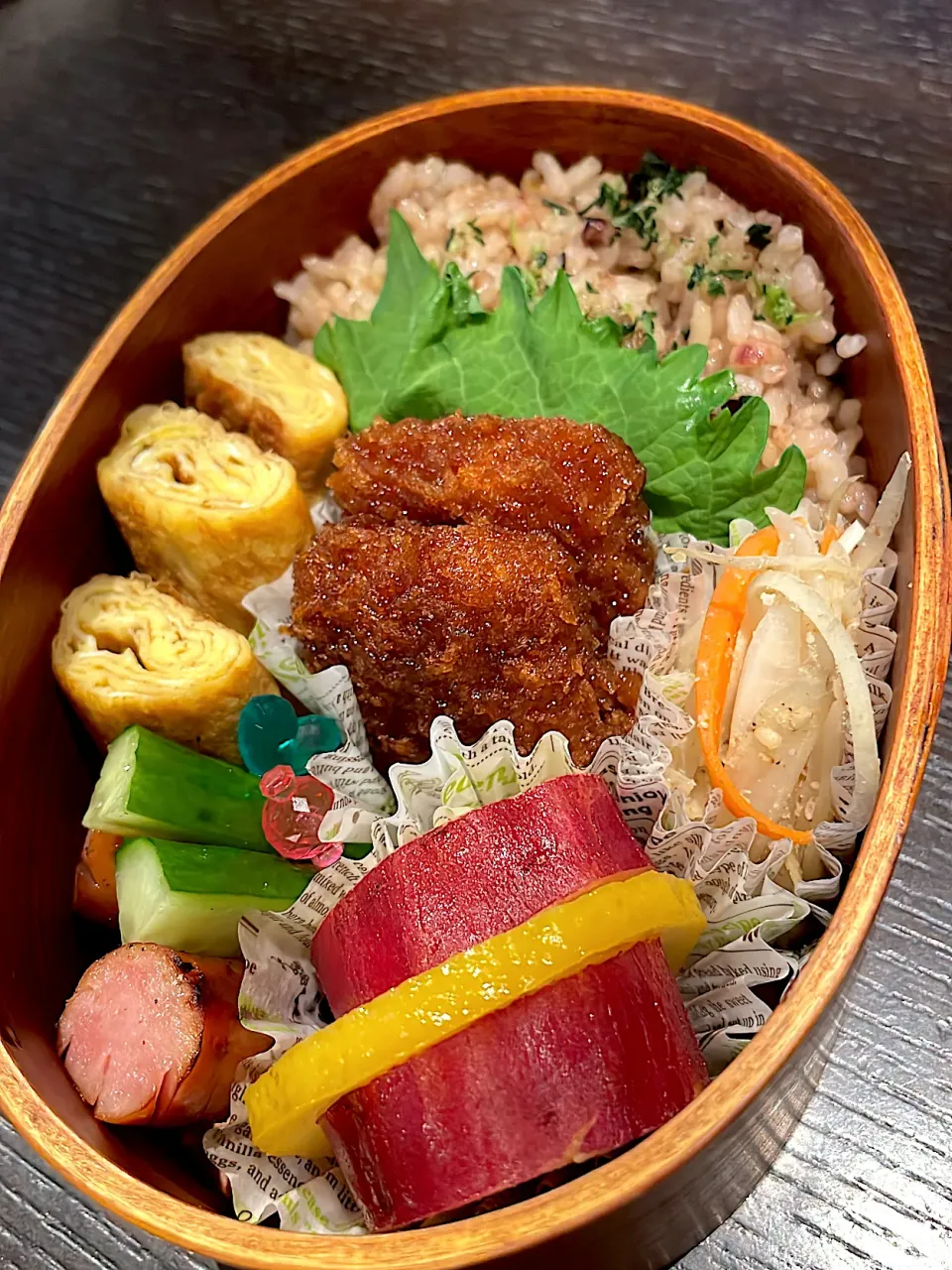 さつまいものレモン煮とソースかつ弁当|雑草シェリーさん