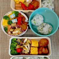 Snapdishの料理写真:運動会弁当。旦那さん、娘弁当。|ゆーこ。さん