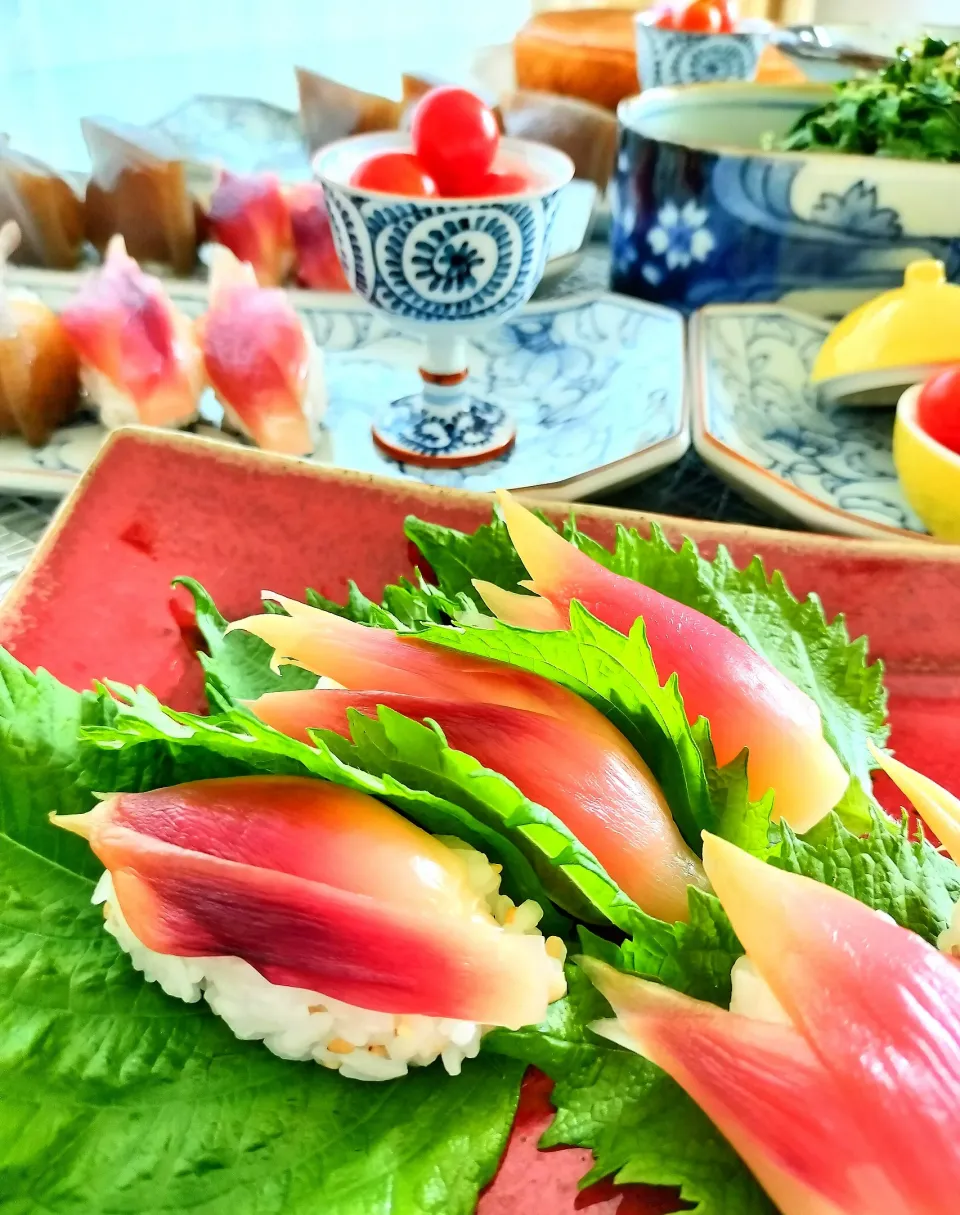 甘酢みょうがの握り寿司🍣|つぐみさん