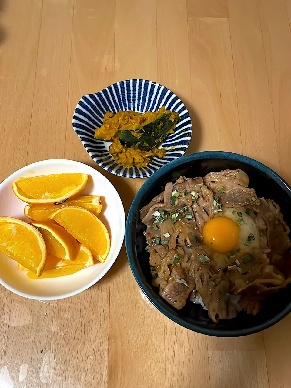 焼肉丼　かぼちゃの肉そぼろあんかけ　オレンジ|そのみさん