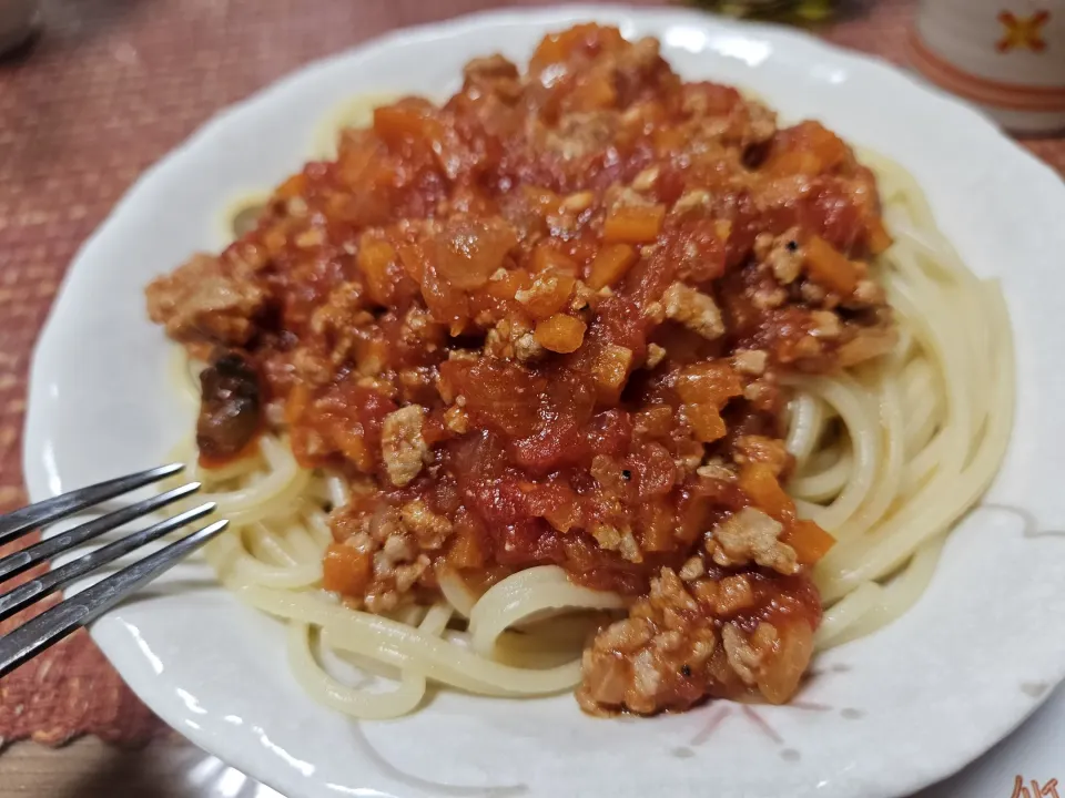 Snapdishの料理写真:ミートソースパスタ|もんさん