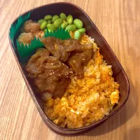 Snapdishの料理写真:炒飯と豚の生姜焼き弁当|Dandaddyさん