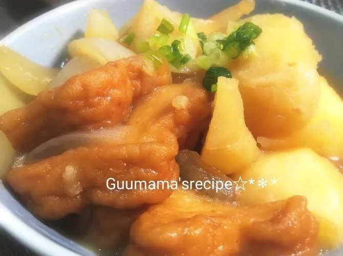 バターでこっくり♡じゃがいもとさつま揚げの煮物|Guuママさん