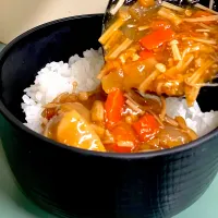 Snapdishの料理写真:鶏ももとイカの根菜たっぷりあんかけ|ryoheyさん