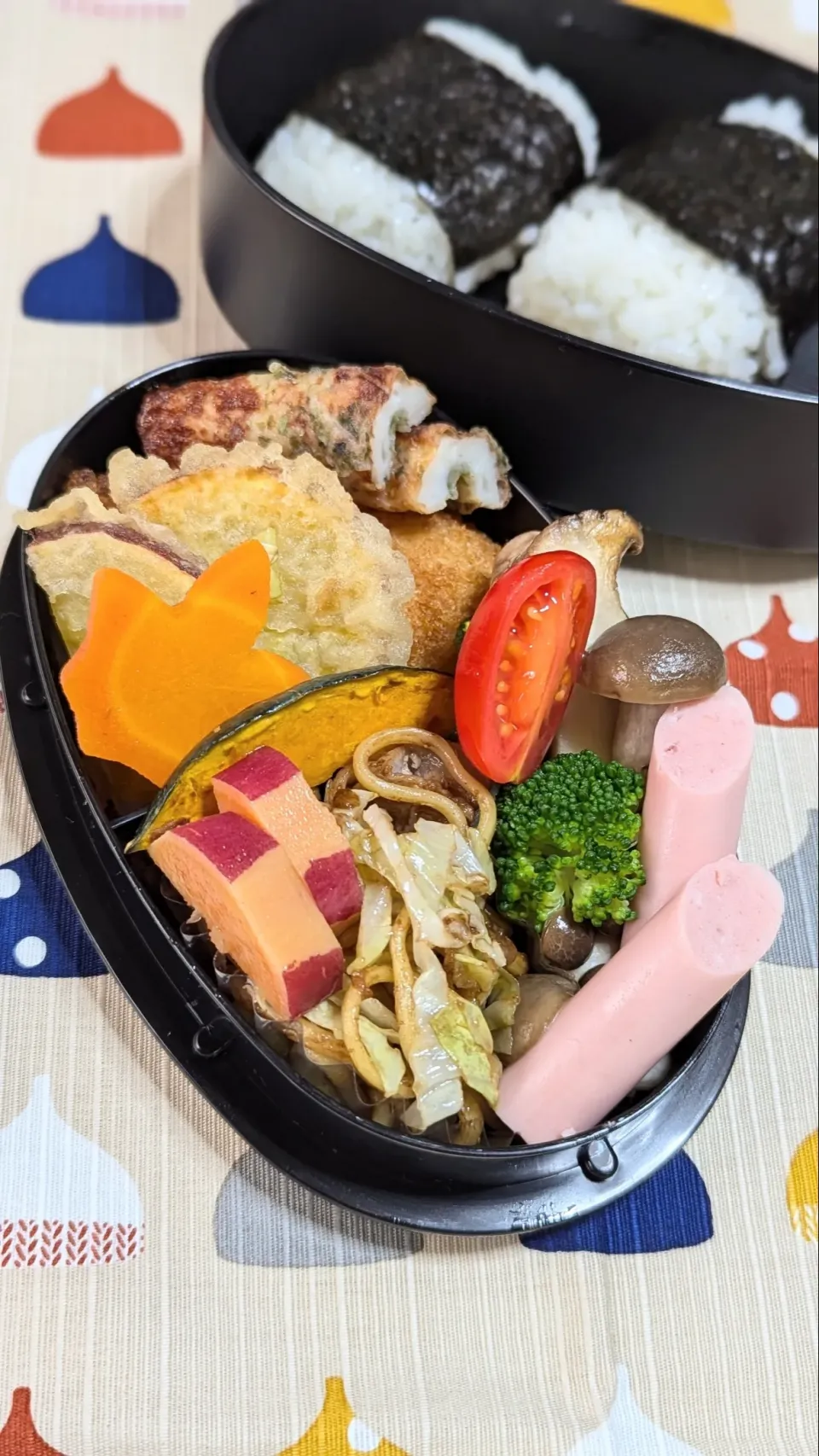 Snapdishの料理写真:自分弁当　カニクリームコロッケと秋野菜弁当|f.1125beさん