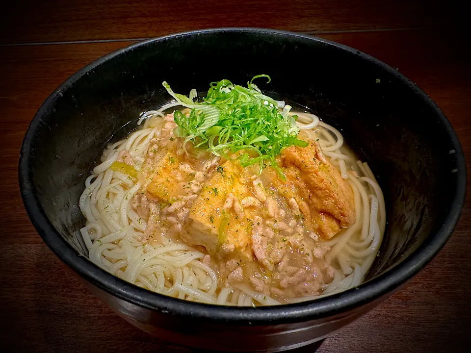 厚揚げ肉そぼろあんかけ温めん|半田手延べそうめんの店 阿波や壱兆さん