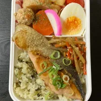 Snapdishの料理写真:高菜漬ご飯＆鮭弁当|まちゃさん