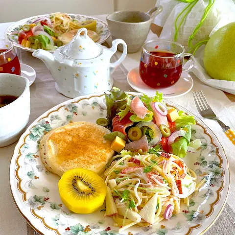 「素材を味わうドレッシング　すりおろし野菜」を使ってみたSnapdishの料理・レシピ写真:休日のパンケーキランチ