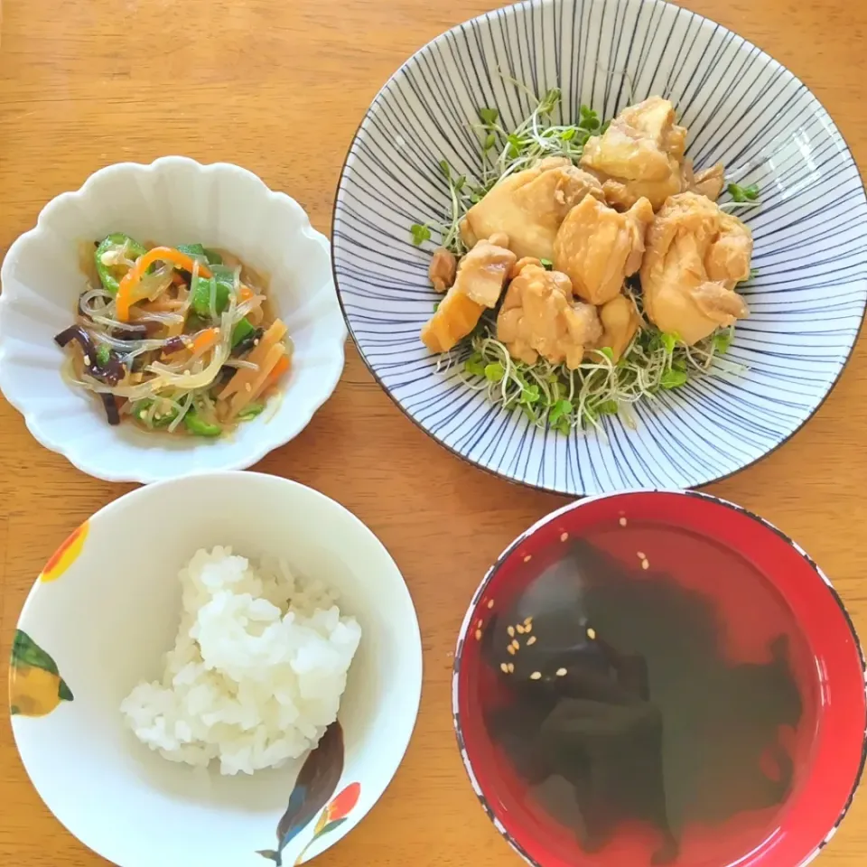 2024 0810　レンジ鶏チャーシュー　春雨サラダ　わかめスープ|いもこ。さん