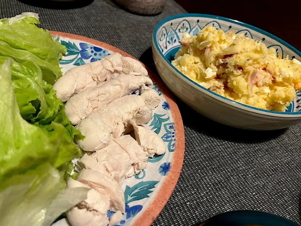 サラダチキンとポテサラ|きなこさん