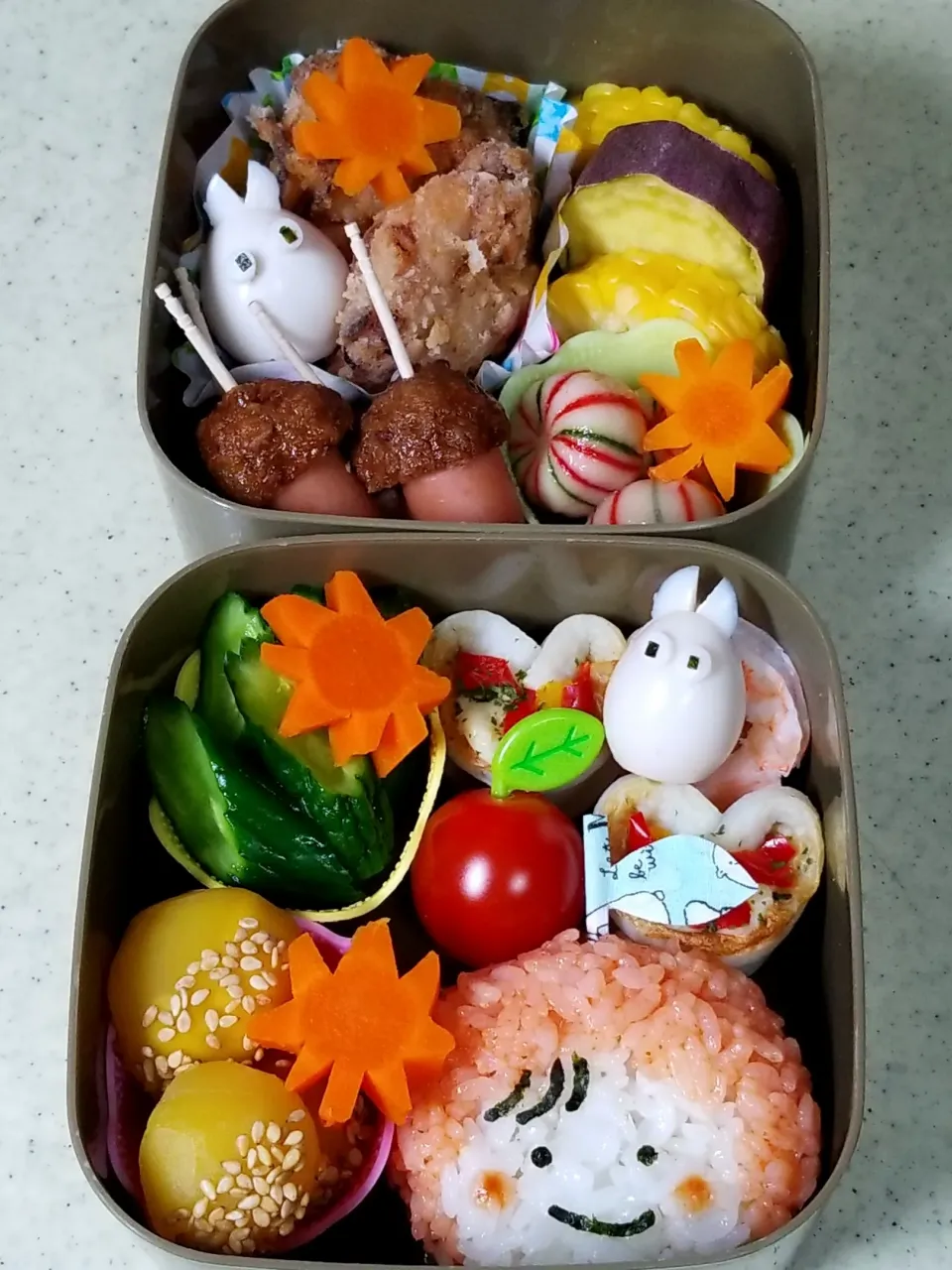 Snapdishの料理写真:りんご坊や🍎秋のおさんぽ弁当🍱|ぱんだのままんさん