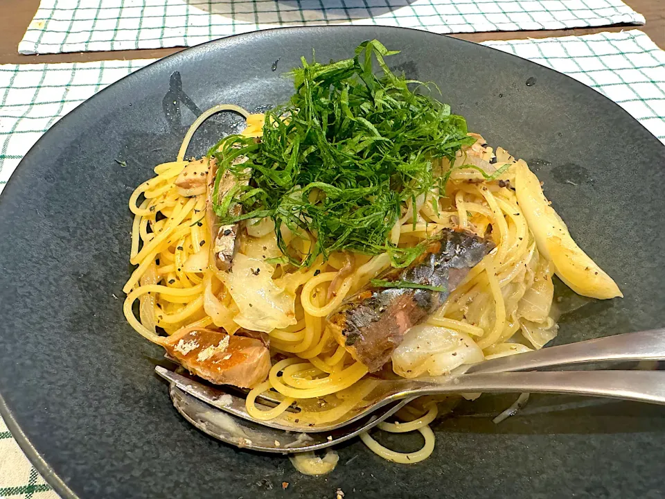 Snapdishの料理写真:サバの和風パスタ|ぴよすさん