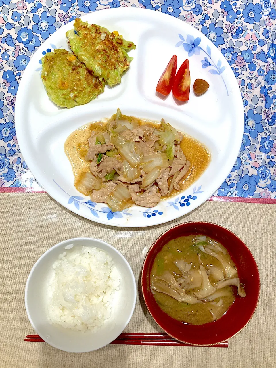 白菜豚肉炒めとコーンキャベツ焼き|おしゃべり献立さん