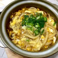 Snapdishの料理写真:寒い夜の鍋焼き餡かけうどん|単身赴任のっちさん