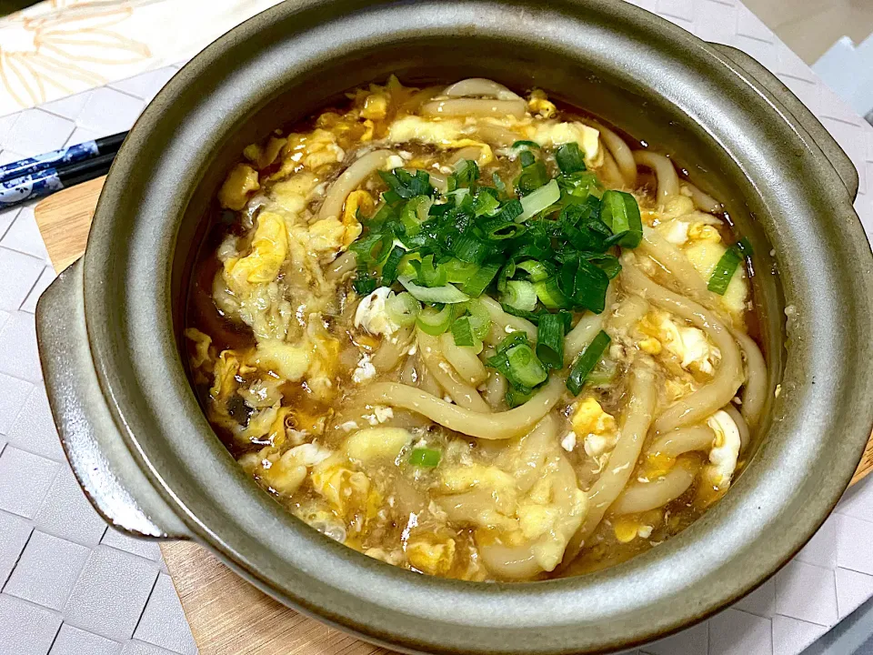 寒い夜の鍋焼き餡かけうどん|単身赴任のっちさん