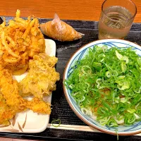 Snapdishの料理写真:かけうどん×天ぷら4種×いなり！|ぼっすんさん