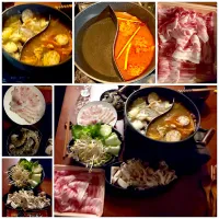 Snapdishの料理写真:Tom Yum Goong🌶shabu‐shabu pot♨2色鍋(トムヤムクン&白出汁豆乳ベース)準備| 🌈Ami🍻さん