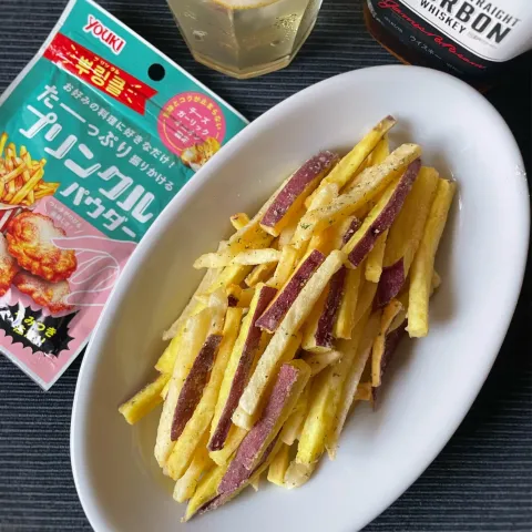 「プリンクルパウダー」を使ってみたSnapdishの料理・レシピ写真:じゃがいもとさつまいものフライドポテト