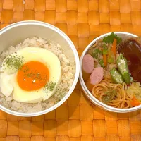 Snapdishの料理写真:中学生息子のお弁当🍱 ロコモコ弁当🍱|Snow10さん