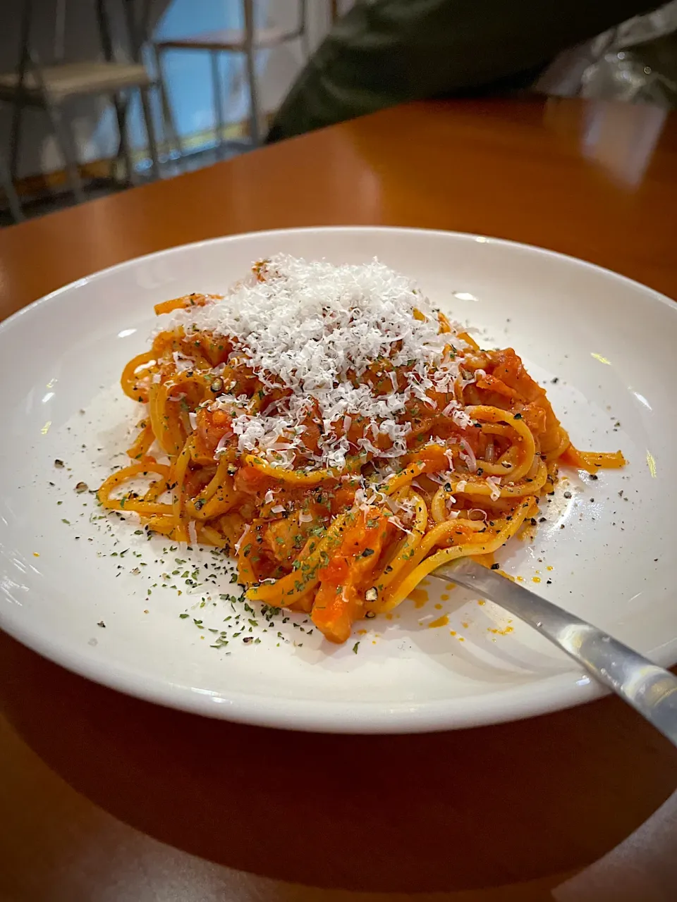 賄いでいただいたトマトソースパスタ！|花鳥　舞さん