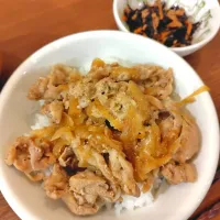 Snapdishの料理写真:豚丼　ひじきの煮物| 🍏りんご🍎さん