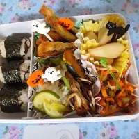 Snapdishの料理写真:ピックでハロウィン弁当(ホッケバージョン☆⌒（＊＾∇゜）v)