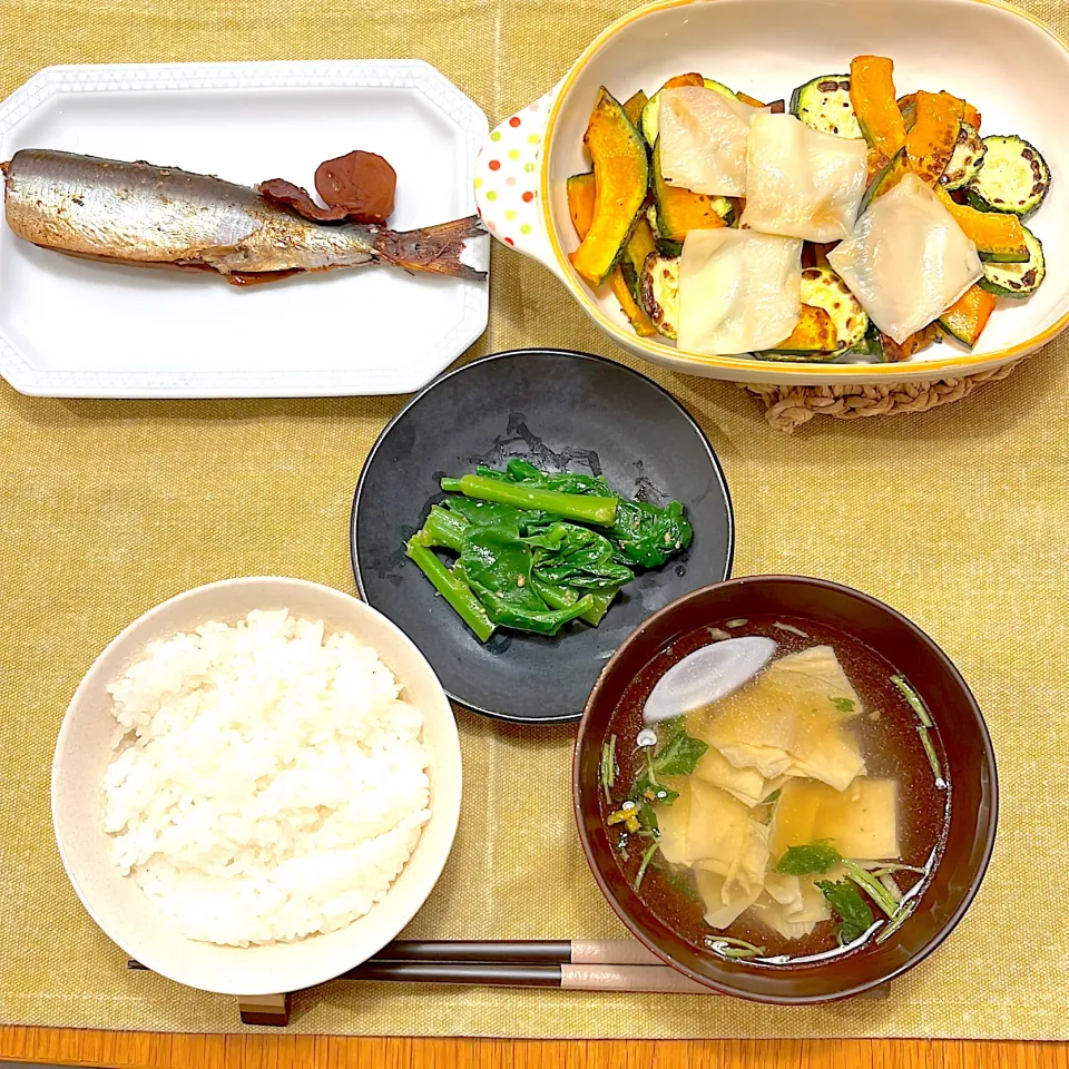 いわしの梅煮とカボチャのチーズ焼き定食|Atelier Sekiさん