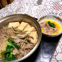 Snapdishの料理写真:grandmaの晩ごはん☆ 今夜は簡単すき焼きで頂きます|kaoriさん