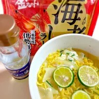 Snapdishの料理写真:金ちゃんラーメン🍜海老しおラーメン🍜|pepiさん