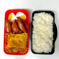 Snapdishの料理写真:高3になった次男くんへ　タイ風ミートオムレツとソーセージ弁当|晴れ時々弁当さん